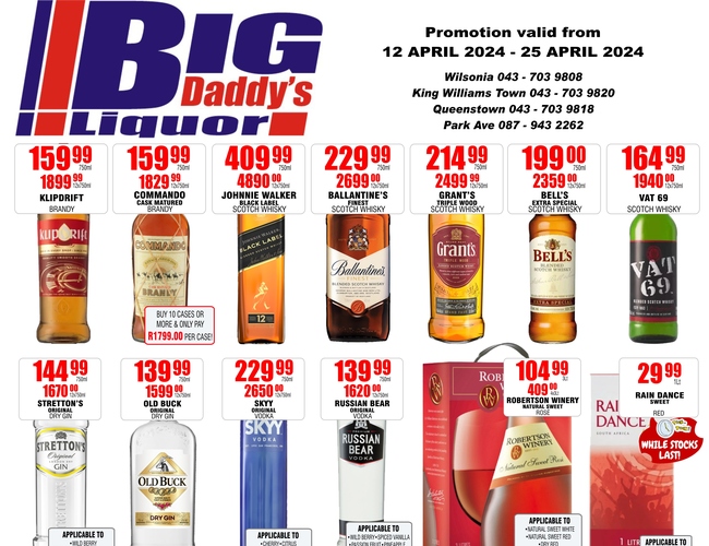 1334   Big Daddys Liquor   12.04.2024   25.04.